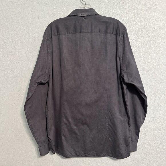 Ted Baker London Shirt Mens Size 5 100% Cotton Button Up Grey Geometric - Picture 3 of 11